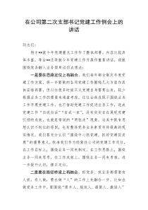 在公司第二次支部书记党建工作例会上的讲话