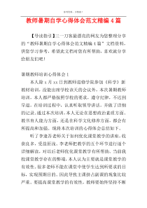 教师暑期自学心得体会范文精编4篇