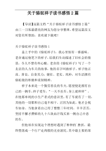 关于骆驼祥子读书感悟2篇