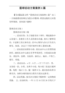 篮球活动方案案例4篇