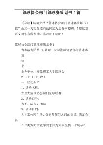 篮球协会部门篮球赛策划书4篇