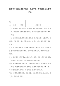 镇党委书记岗位廉政风险点风险等级防控措施及承诺登记表