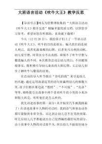 大班语言活动《吹牛大王》教学反思