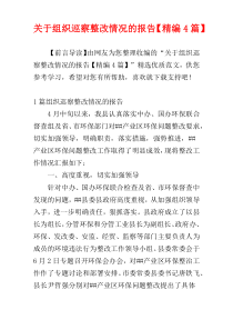 关于组织巡察整改情况的报告【精编4篇】