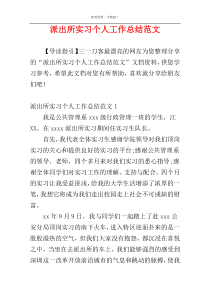 派出所实习个人工作总结范文