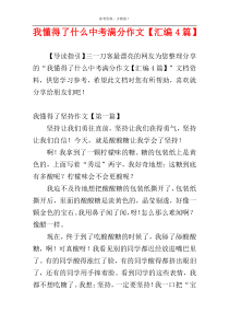 我懂得了什么中考满分作文【汇编4篇】