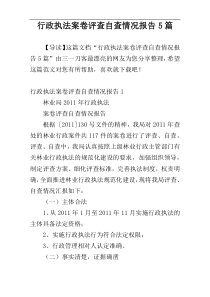 行政执法案卷评查自查情况报告5篇