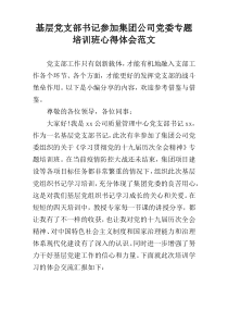 基层党支部书记参加集团公司党委专题培训班心得体会范文