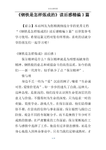 《钢铁是怎样炼成的》读后感精编3篇