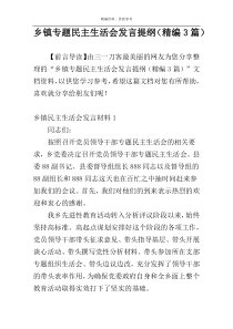 乡镇专题民主生活会发言提纲（精编3篇）