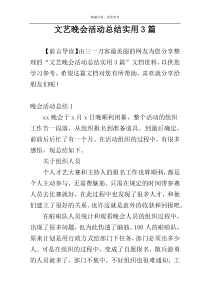 文艺晚会活动总结实用3篇