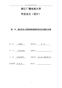 事业单位人事档案管理存在的问题与对策