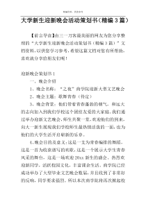 大学新生迎新晚会活动策划书（精编3篇）