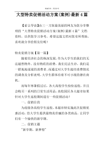 大型特卖促销活动方案(案例)最新4篇