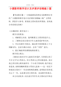 小摄影师教学设计及评课评语精编3篇