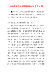 支部委员个人对照检查材料最新4篇