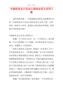 中级财务会计实训心得体会范文实用5篇