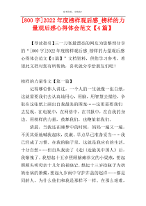 [800字]2022年度榜样观后感_榜样的力量观后感心得体会范文【4篇】