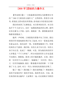 [800字]团结的力量作文