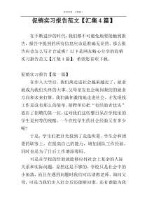 促销实习报告范文【汇集4篇】