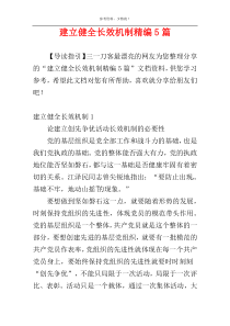 建立健全长效机制精编5篇