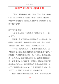 端午节怎么写作文精编5篇