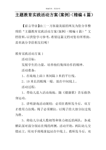 主题教育实践活动方案(案例)（精编4篇）